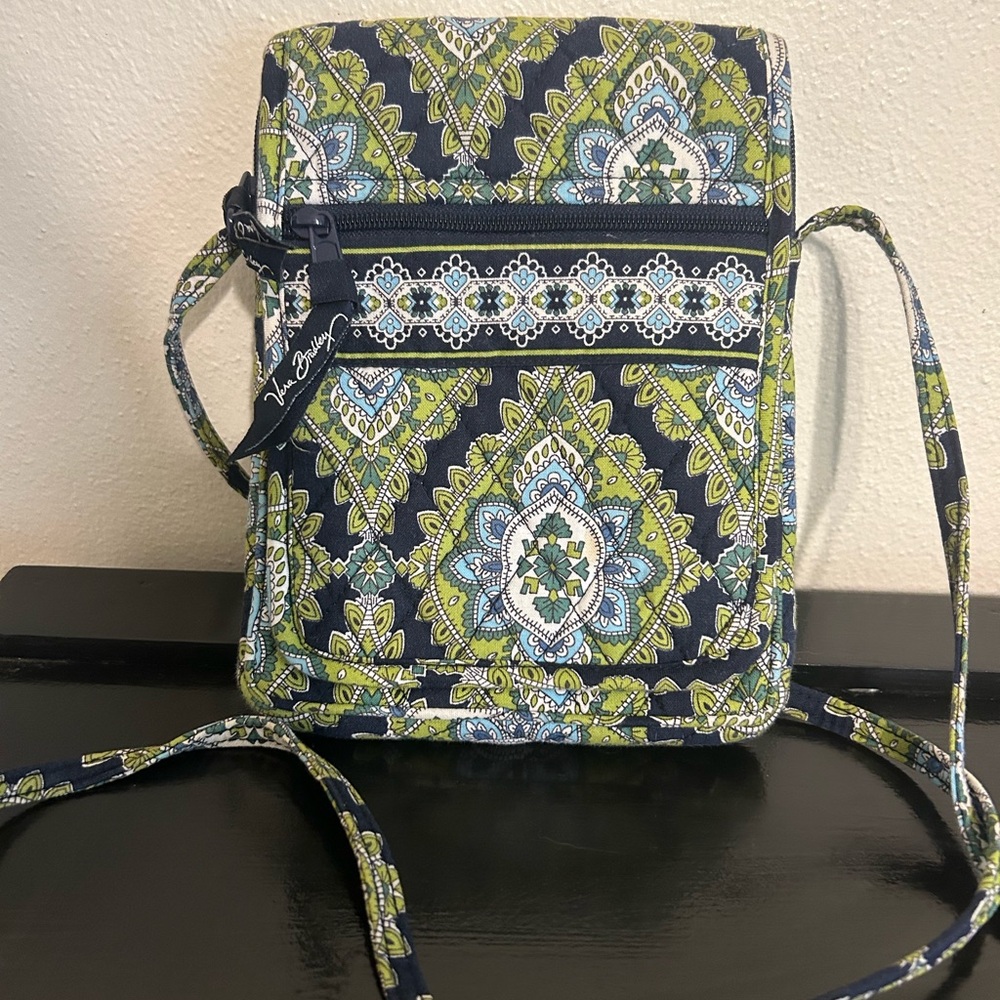 Vera Bradley‎ Cambridge Hipster Crossbody Bag in Green and Blue Paisley Print